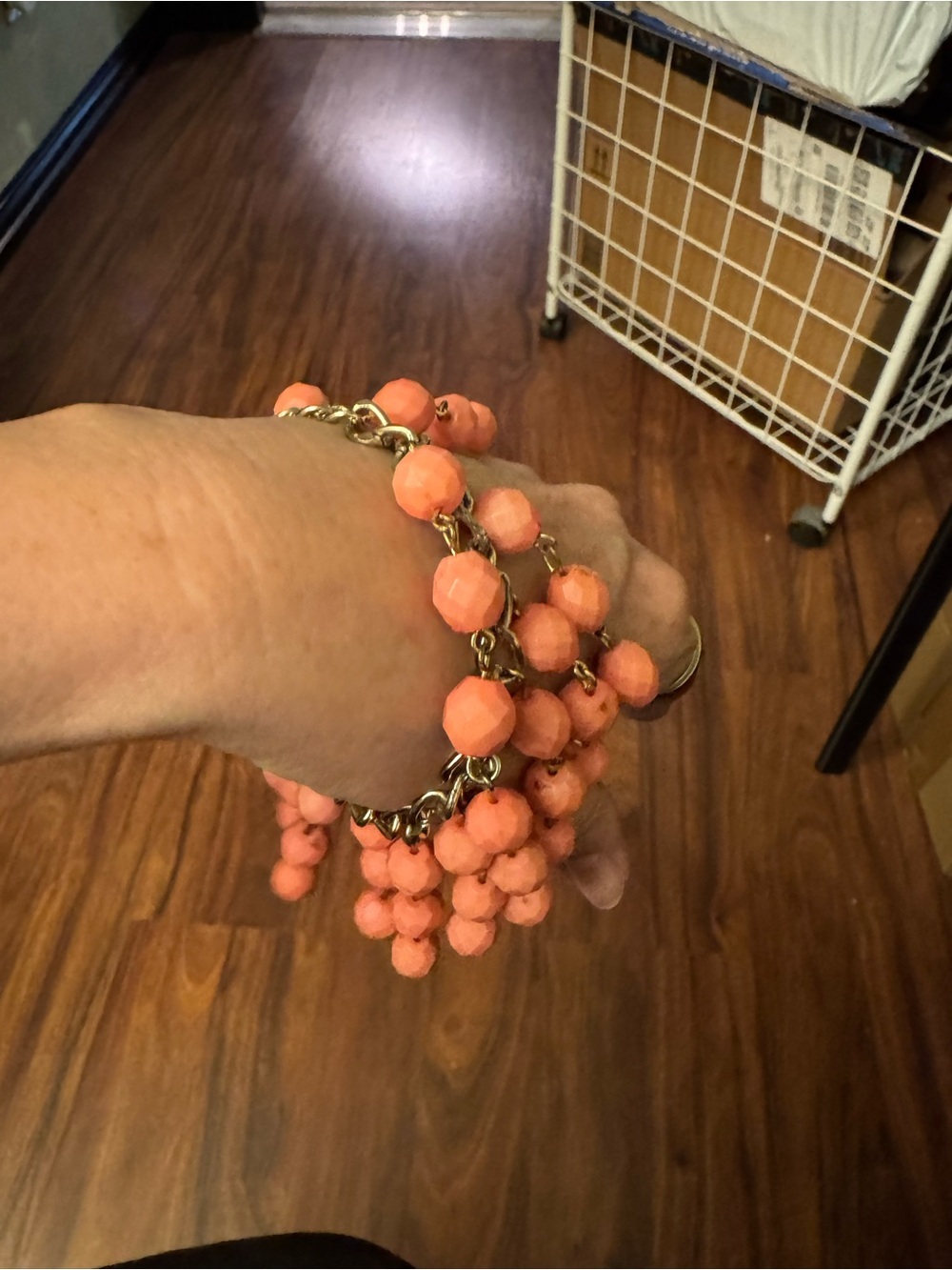 Coral Plastic Bead Statement Bracelet and Earrings Set - Picture 2 of 8